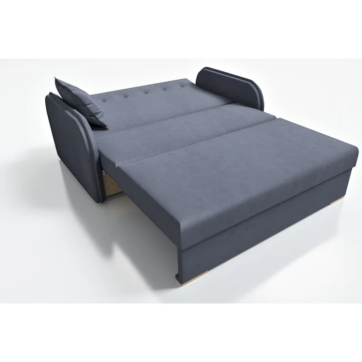 Wohnero 24 Goldi 2 Premium Schlafsofa 124x100 cm mit Schlaffunktion & Bettkasten – 113x195 cm Liegefläche, Hochwertiges Sofa Dunkelgrau – Bild 3