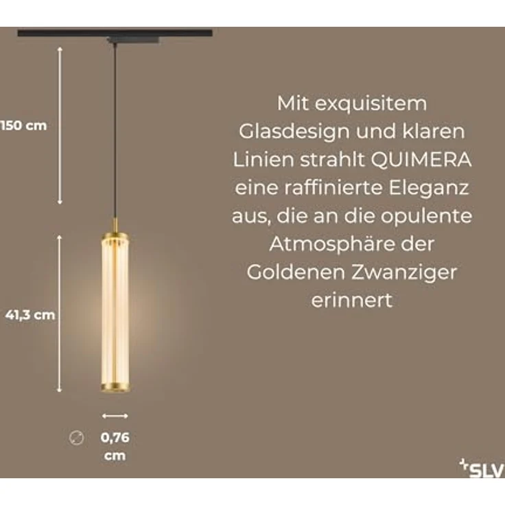 SLV QUIMERA Pendelleuchte, 150 cm, 2700K, PHASE, gebürstet messing, hochwertige PVD-Beschichtung – Bild 3