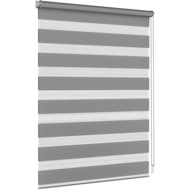 Doppelrollo 35 x 120 cm, dunkelgrau [Stoffbreite 31,6 cm], jalousiescout, blickdicht, mit Bohren/ohne Bohren, freihängend, Klemmen, Kleben und Schrauben OHNE Aufpreis, Lichtdurchlässig, Klemmträger, Feuchtraumgeeignet – Bild 1