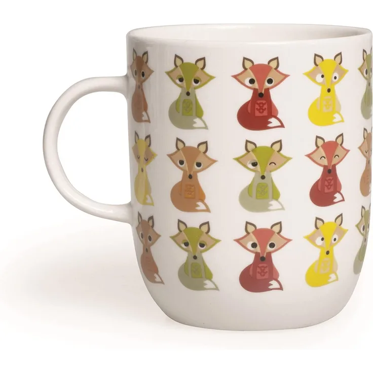 Excelsa Animals Tasse, 400 ml, aus Porzellan, Farbe: Weiß Fuchs 8. 9x8. 9x10. 6 cm Weiß bunt