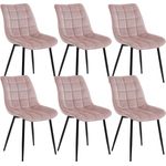 WOLTU 6 x Esszimmerstühle 6er Set Esszimmerstuhl Küchenstuhl Polsterstuhl Design Stuhl mit Rückenlehne, mit Sitzfläche aus Samt, Gestell aus Metall, Rosa, BH142rs-6