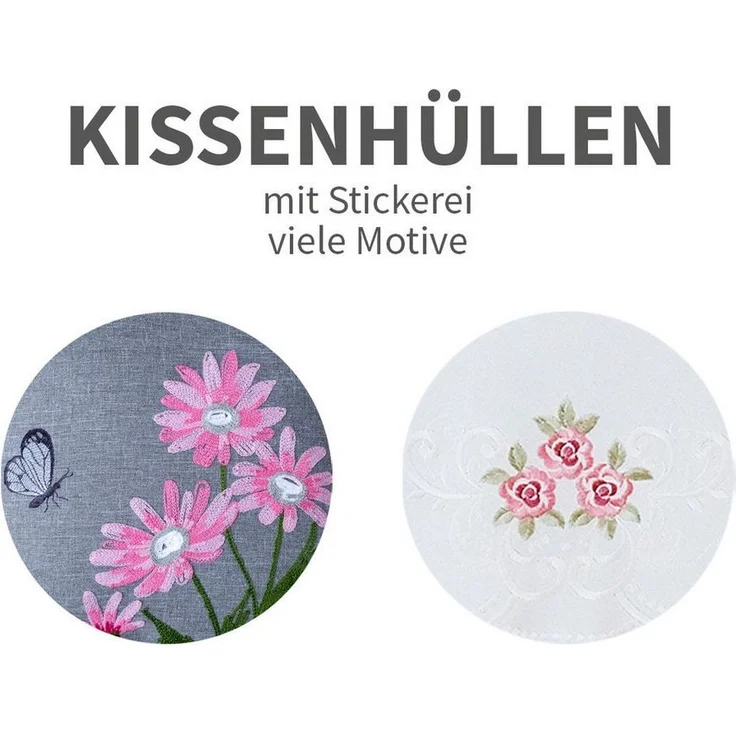 matches21 HOME & HOBBY Kissenbezüge Kissenbezüge DAVINA 40x40 cm Blumen-Stick Frühling für dein Zuhause, (2 Stück), Kissenhüllen für Sofakissen Dekokissen Zierkissen – Bild 2
