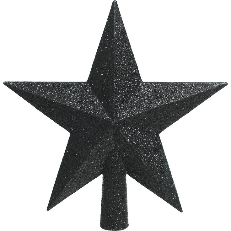 Kaemingk Christbaumspitze, Christbaumspitze Stern mit Glitzer 19cm Kunststoff, schwarz – Bild 3