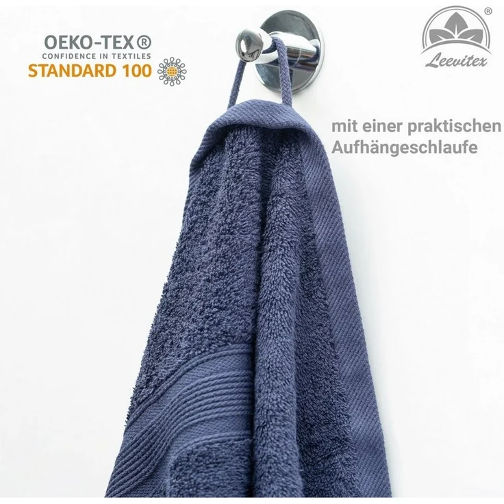 leevitex® Saunatuch Frottee XXL, (2-St), 80 x 200 cm, extra groß & saugfähig, Navyblau/Marine – Bild 3