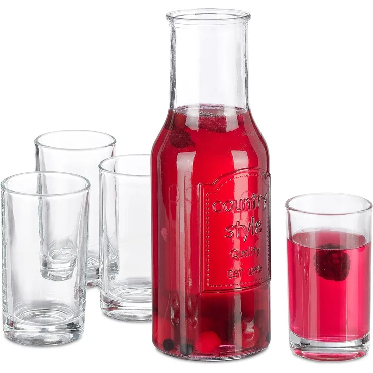 Relaxdays Wasserkaraffe Set mit Gläsern