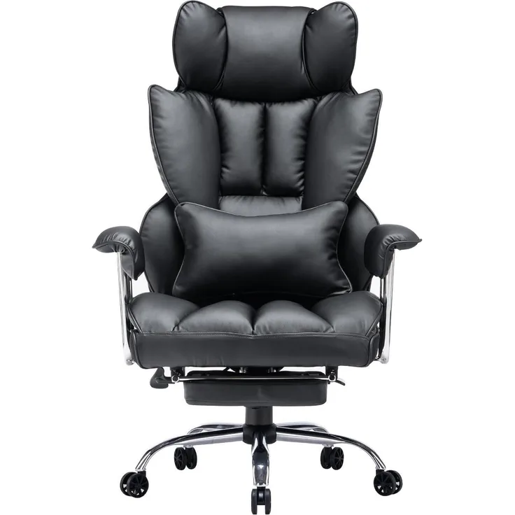 Efomao Bürostuhl ergonomisch PU Leder Stuhl 200 kg Fußstütze Lendenwirbelstütze