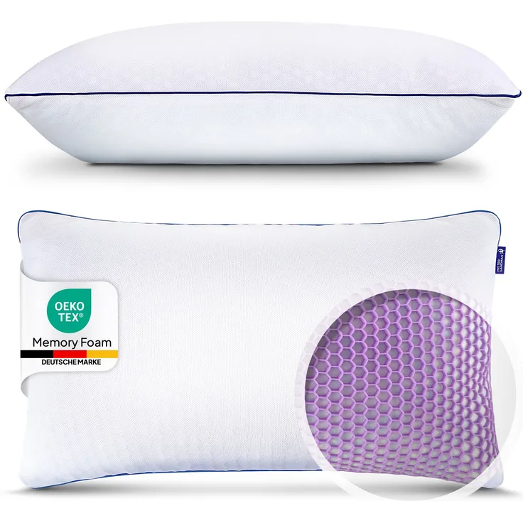 Mister Sandman Kopfkissen Memory-Flakes 40×80 cm – Polyester Bezug, ergonomisch & atmungsaktiv, allergikergeeignet