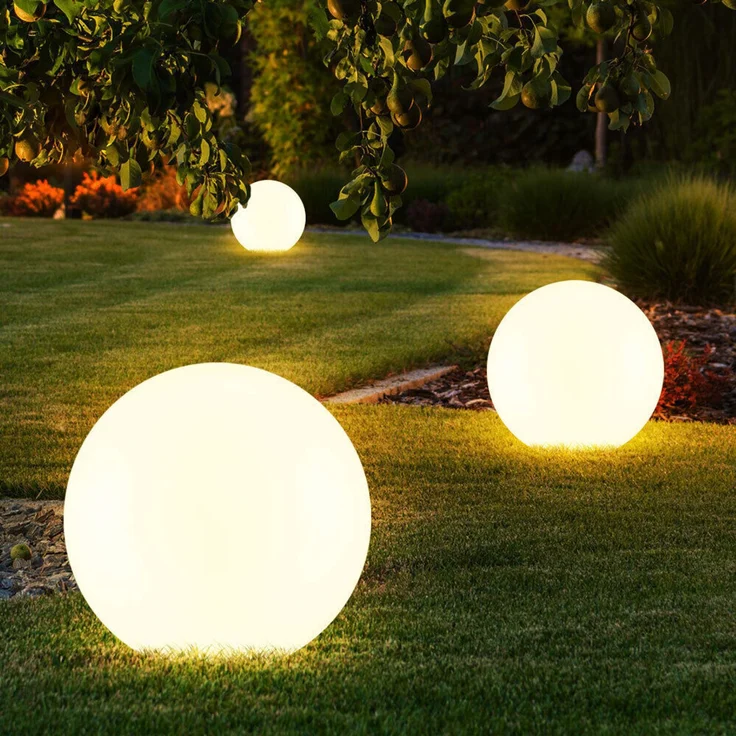3er Set LED Außen Solarleuchten, Kugel weiß, 15 und 20 cm – Bild 6