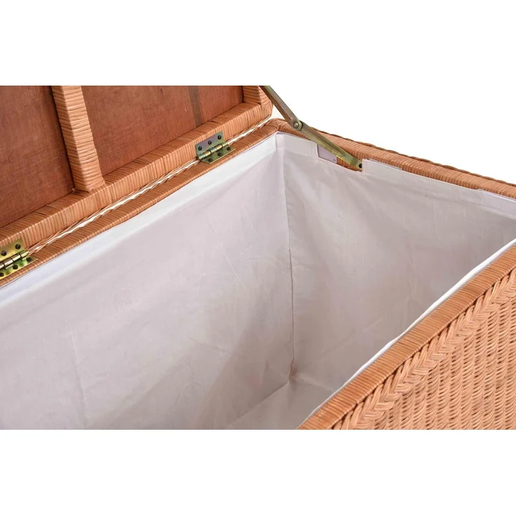 Krines Home Truhe Große Rattantruhe MAX Wäschetruhe mit Deckel Natur Rattan Truhe, Aufbewahrung XXL 115x55x55cm – Bild 3