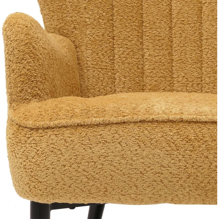 Lounge-Sessel HWC-K37, Cocktail-/Ohrensessel Polsterstuhl Retro Vintage Stoff Chenille (500g/m²) ~ gelb – Bild 8