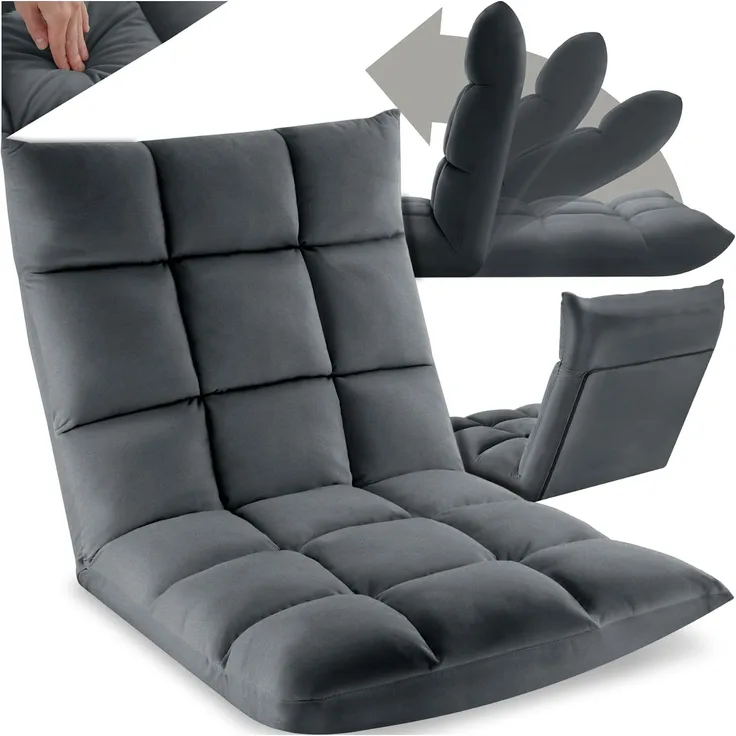 tectake Relaxsessel Fernsehsessel Snooze, 2 in 1 Samt, 14-fach verstellbar, 2 in 1 als Sessel oder Liege, gepolstert, mit Samtbezug
