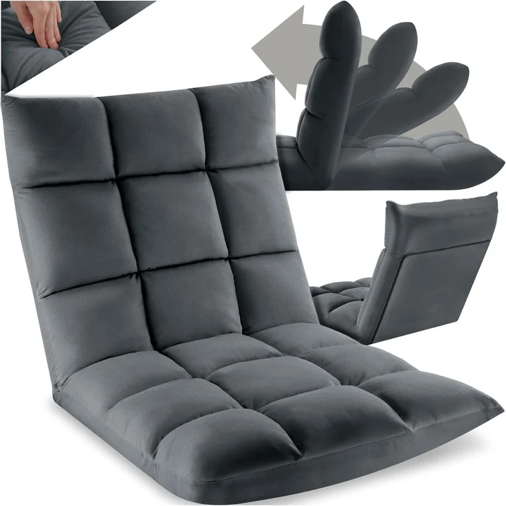 tectake Relaxsessel Fernsehsessel Snooze, 2 in 1 Samt, 14-fach verstellbar, 2 in 1 als Sessel oder Liege, gepolstert, mit Samtbezug – Bild 1
