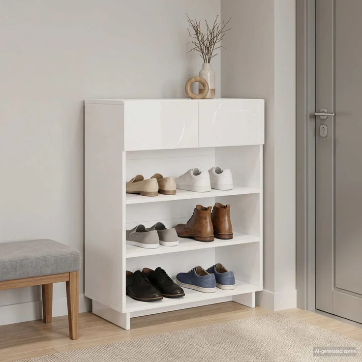 vidaXL Schuhschrank 73 x 38 x 87,5 cm Holzwerkstoff Hochglanz Weiß 8011661 – Bild 1