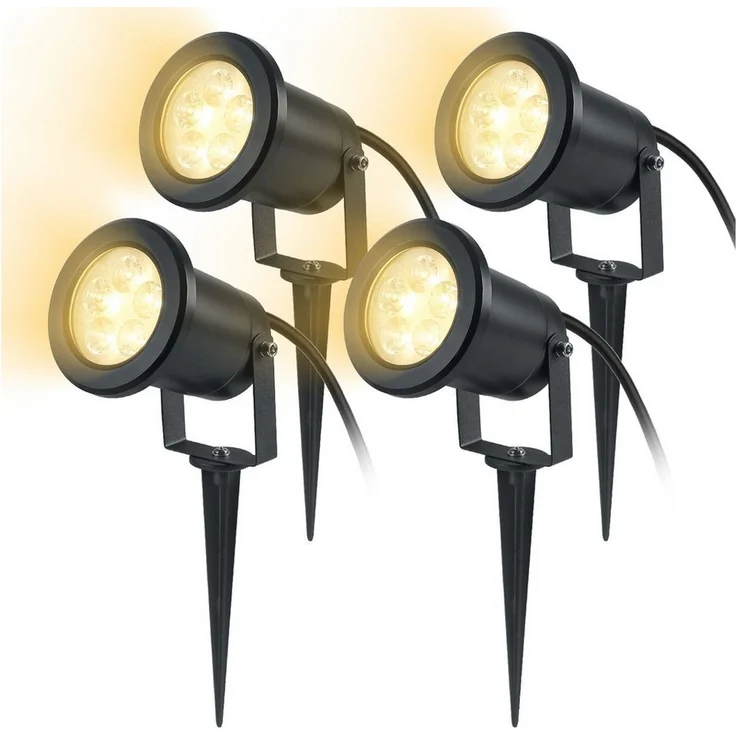 FIVMEN LED Gartenstrahler Gartenleuchte mit Erdspieß Warmweiß Gartenlampe, für Außenbereich Garten Teich Landschaft, ohne Schukostecker – Bild 5