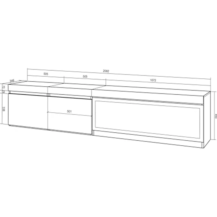 Skraut Home | TV-Schrank, Lowboard | für Wohnzimmer und Esszimmer | 210 | Für TV-Geräte bis zu 80" | Elektrokamin XXL | Moderner Stil | Eiche – Bild 3