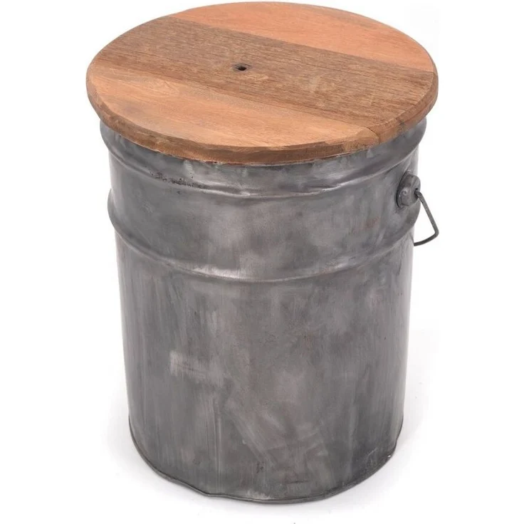 DESIGN DELIGHTS Hocker BEISTELLTISCH BARREL, 40x30 cm (Hx), Metall, Holz, Sitztonne – Bild 3