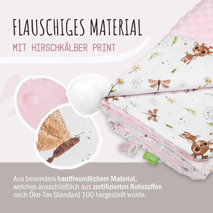 LULANDO Babydecke Kuscheldecke Krabbeldecke aus 100% Baumwolle, antiallergisch, Standard 100 von Oeko-Tex, hergestellt in der EU,(100x75 cm). Kuschelige Lieblingsdecke für Ihr Baby. – Bild 4
