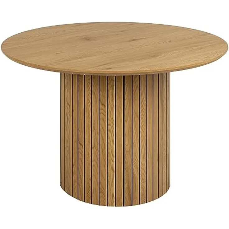 AC Design Furniture Yaron Esstisch in Wildeichenoptik für 4 Personen, Säulenfuß mit Lamellenfront, Runder Esstisch, Ø: 120 x H: 75 cm – Bild 1