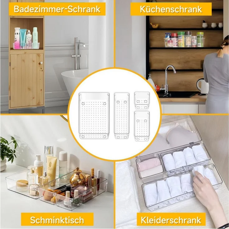 OSTWOLKE Organizer Schubladen Organizer mit 4 Größen Schubladen Ordnungssystem (24 St) – Bild 3