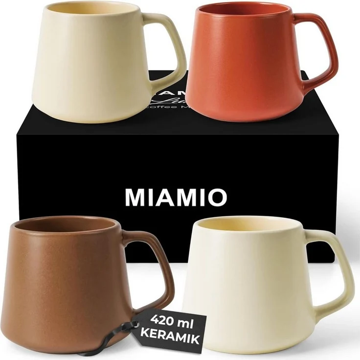 MiaMio Tasse Luxe Kaffeebecher 420 ml Evergreen, 4-tlg, Keramik – Bild 1