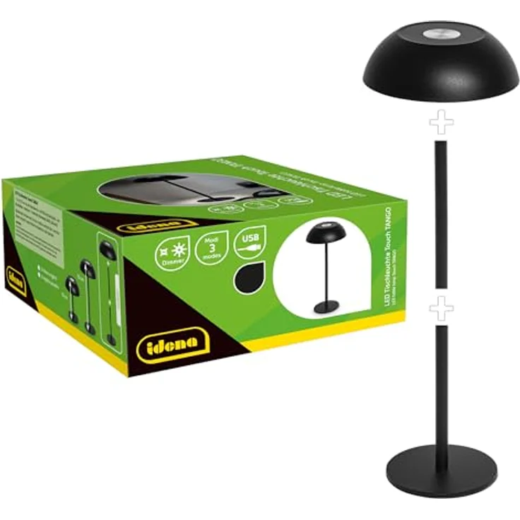 Idena Tango Touch LED Tischlampe, kabellos und höhenverstellbar, schwarz, mit stufenlos dimmbaren Farbmodi – Bild 3