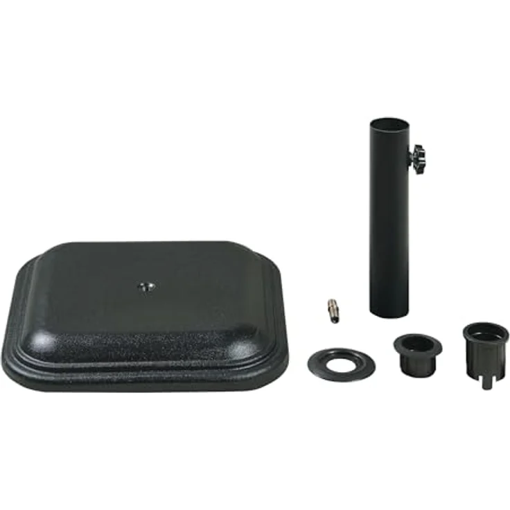 casa.pro Sonnenschirmständer, Schwarz, Quadratischer Betonsockel 35x35 cm, Wetterfest, Mit Adapter für 30-45 mm Schirmstämme – Bild 8