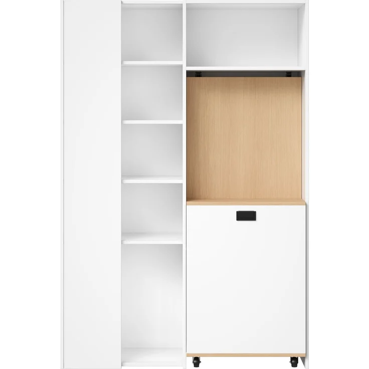 ZUBALIYA Klappbarer Schreibtisch mit Ablagen –2-in-1-Bücherregal und Schreibtisch, klappbar, mit Steckdose und USB-Anschluss, höhenverstellbare Ablagen, Kippschutz, weiß-Schreibtisch,Eck-Schreibtisch –links – Bild 15