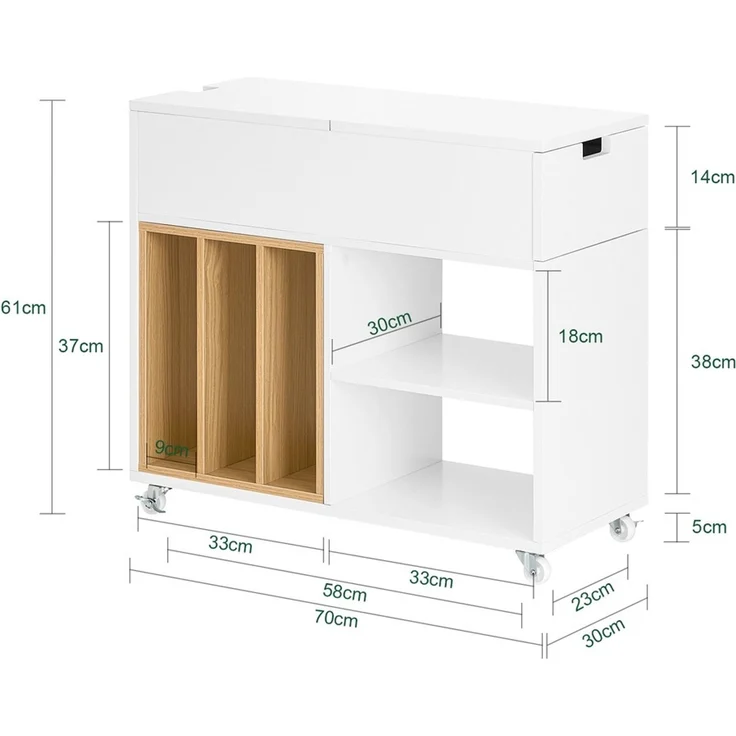 SoBuy FBT134-W Schubladenschrank Büro, MDF, Lackiert, Weiß, 70 x 61 x 38 cm – Bild 3