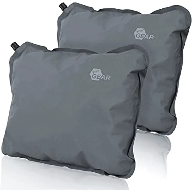 yourGEAR Kopfkissen yourGEAR Reise-Kissen Set - 2x Relax Kopfkissen 40x30cm, weiche Füllung, 8-12 cm variable Höhe komprimierbar aufblasbar – Bild 1