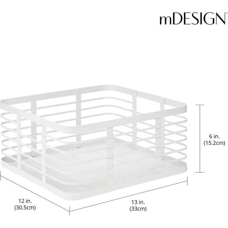 mDesign Allzweckkorb Aufbewahrung Drahtkorb Gitterbox 6er Set Metall Weiß – Bild 2