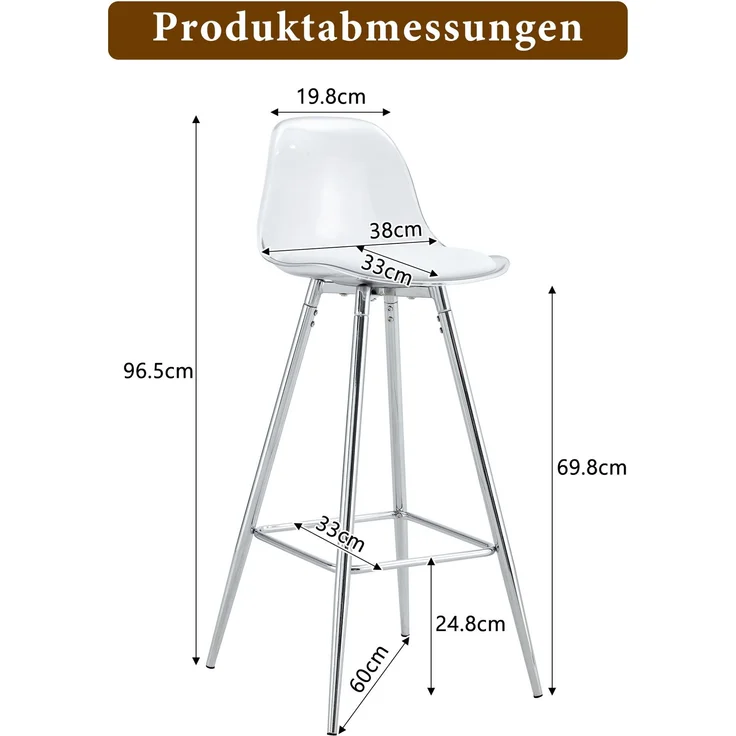 Wohnora 2-Teiliges Set transparente Lehnstühle mit durchscheinender Rückenlehne, silberfarbene Metallgestelle, geeignet für Wohnzimmer, Esszimmer, Theken, Inseln und Cafés – Bild 3
