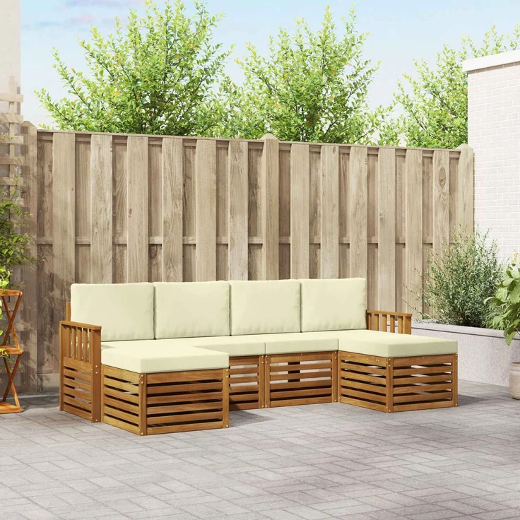 vidaXL Outdoor-Sofagarnitur 6 stk. 6-Sitzer Natur und Creme 3375240 – Bild 1