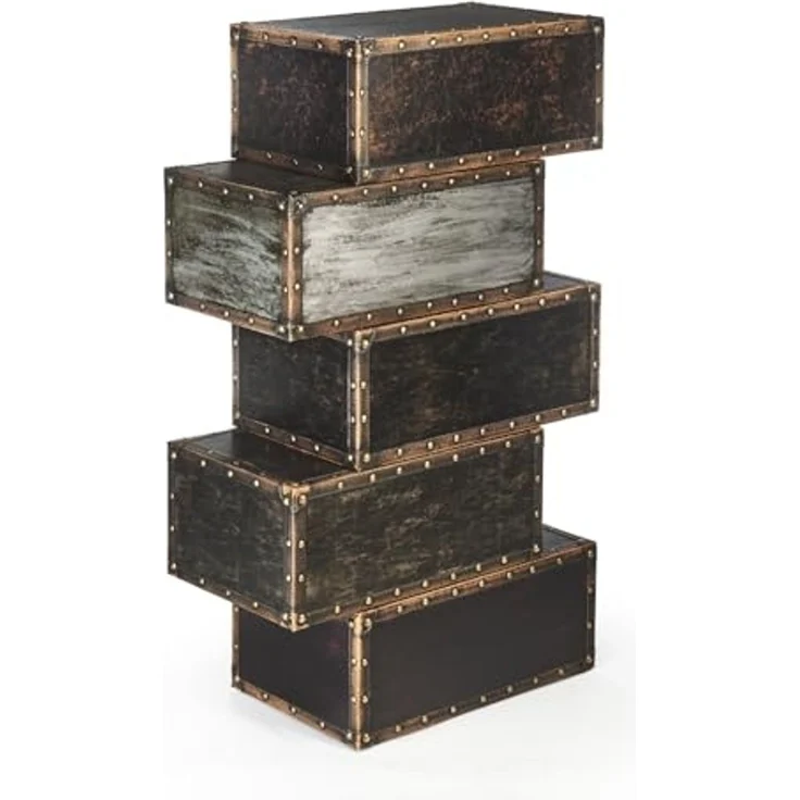 Kobolo Regal Kofferregal Kofferoptik braun 5 Fächer 60x31x102 – Bild 4