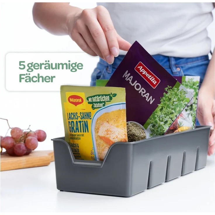 KONZEPT Gewürzregal Gewürz Organizer für Schrank, Gewürzbehälter aus Plastik, 2-tlg, Gewürzorganiser Küche – Bild 3