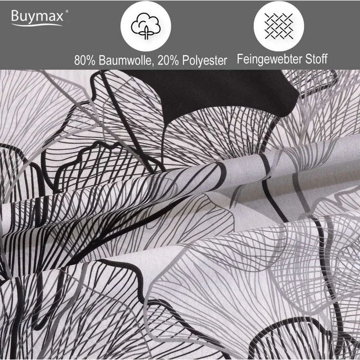 Buymax Bettwäsche Bettbezug-Set Ginco, Baumwollmischung, 2 teilig, Bettbezug-Set 155x220 cm Reißverschluss, 80% Baumwolle, 20% Polyester – Bild 3