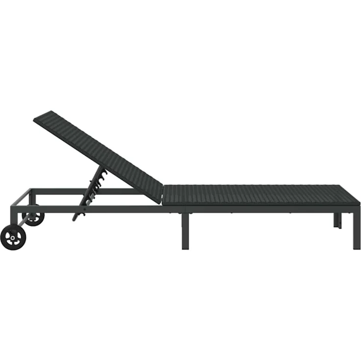 vidaXL Sonnenliege Schwarz 206 x 62,5 x 74 cm Poly-Rattan 42004129 – Bild 5