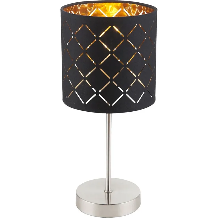 LED Tischlampe, Textil, schwarz, H 35 cm