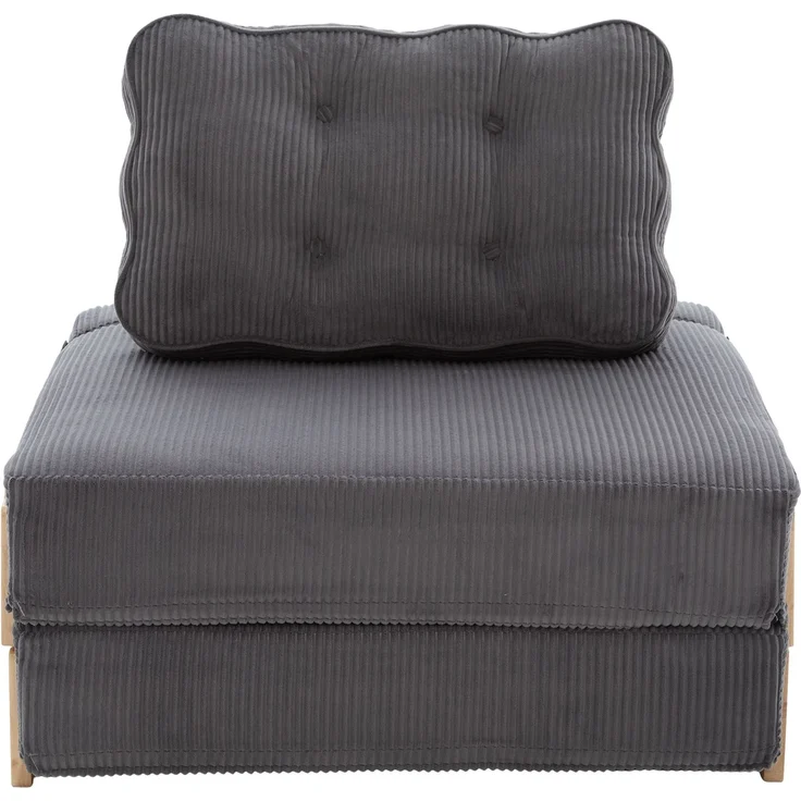 Schlafsessel 90 x 86 x 84 cm in Dunkelgrau – klappbar mit Cordbezug und Holzgestell – Bild 5