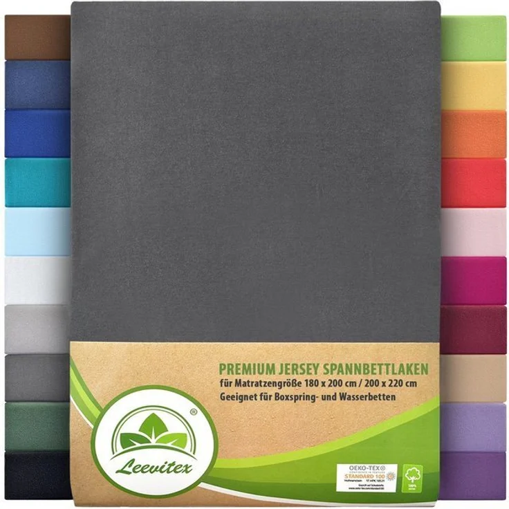 leevitex® Spannbettlaken Premium 195, Gummizug: Rundum, blickdicht, Anti-Pilling, 97% Baumwolle, 3% Elasthan, 40 cm Steg – Bild 4