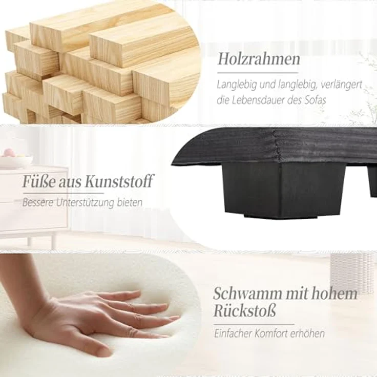 Ball & Cast Couch mit Schlaffunktion, Samt Sofa 2 Sitzer mit Kissen für das Wohnzimmer Wohnung Schlafzimmer, 224 x 81 x 81 (BxHxT), Dunkelgrau – Bild 6