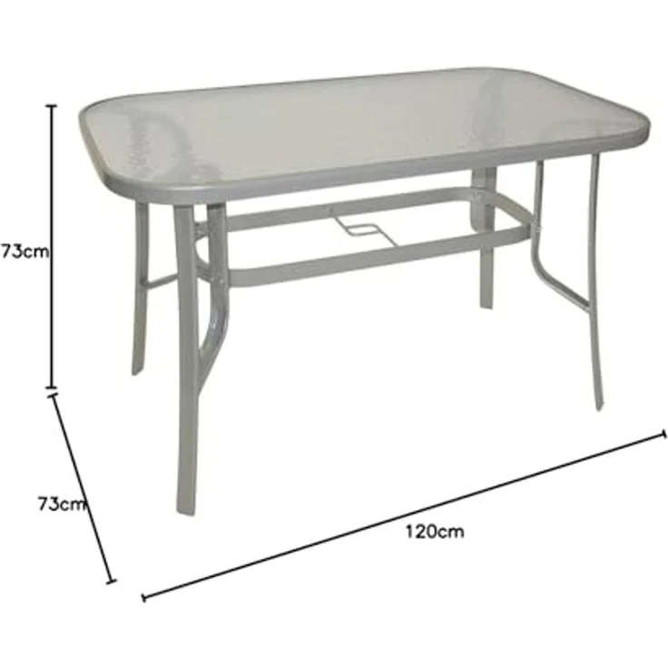 Gartentisch Tisch mit Glasplatte und Stahlgestell 120x70 cm – Bild 2