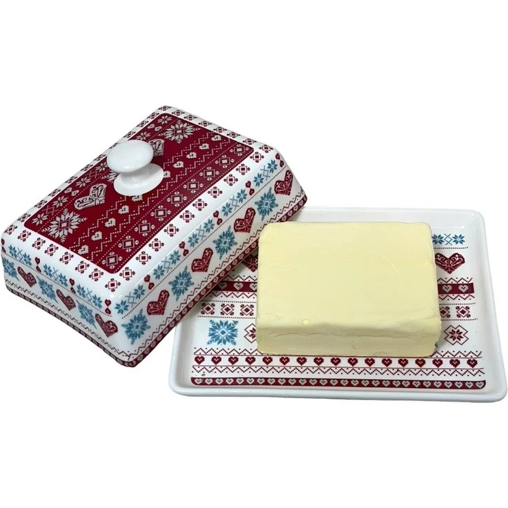 Butterdose mit Herzen Porzellan Landhausstil – Bild 2