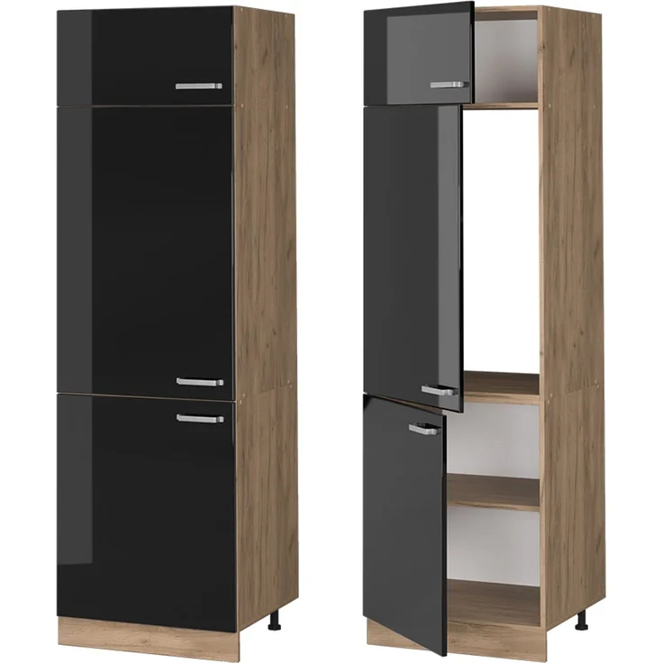 Kühlumbauschrank R-Line Schwarz Hochglanz 60 cm Vicco – Bild 5