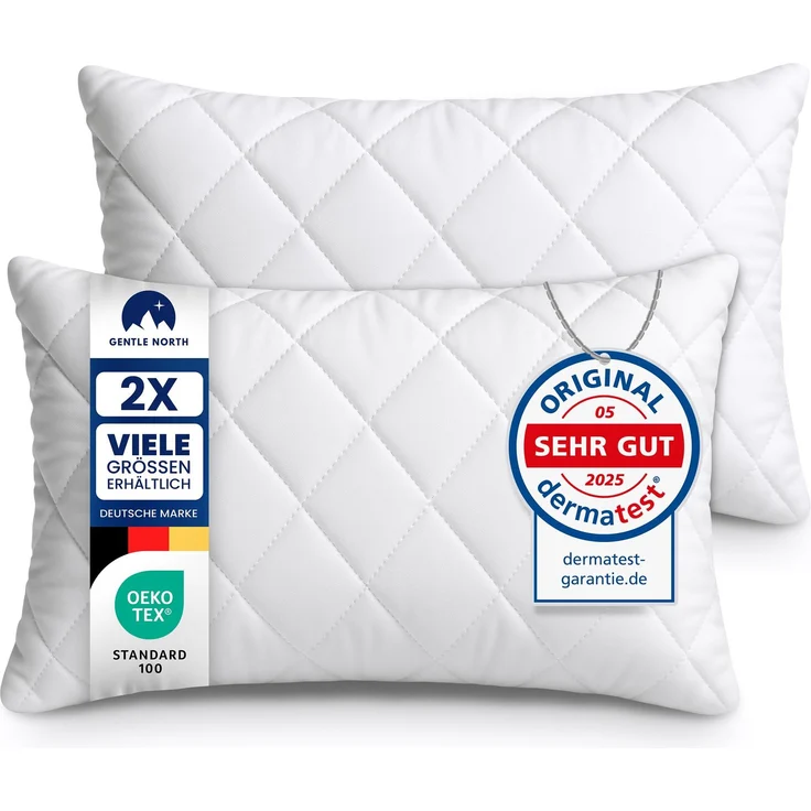 Gentle North Kopfkissen (50x60 cm groß) - 2er Set Kissen für Bett und als Dekokissen - Mit Reißverschluss für Füllung - Sofakissen - Zierkissen für Couch und Sofa - Ökotex - Waschbar bis 60° - Weiß