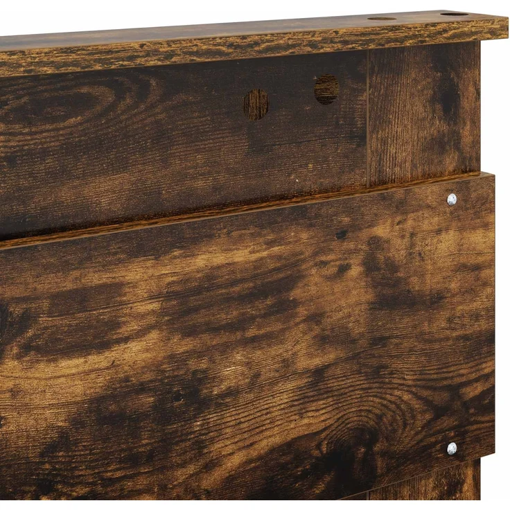 vidaXL Bettrahmen Geräucherte Eiche 120 x 200 cm Massives Kiefernholz 3409787 – Bild 10