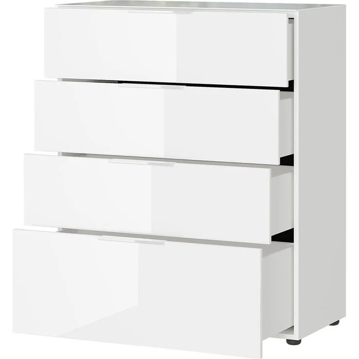 Kommode Owingen / Oakland, Glas, Holzwerkstoff, Weiß, 83 x 102 x 42 cm – Bild 2