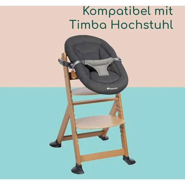 Bebeconfort Timba Baby, 2-in-1 Babywippe und Hochstuhlaufsatz, gepolsterter Sitz in Tinted Graphite, für Neugeborene bis 9 kg – Bild 6