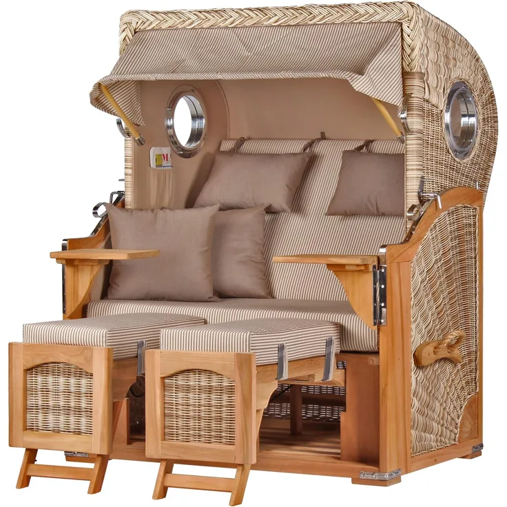 Strandkorb Komplettset - bene living - Ammersee Teak - PE shell - Modell 510 - inkl. Liftersystem
