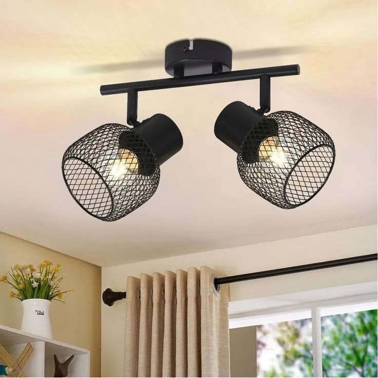 Nettlife Deckenstrahler 1/2/3/4 Flammig Schwarz Strahler, Schwenkbar 330°, LED wechselbar, Flur Küche Kinderzimmer Wohnzimmer Schlafzimmer