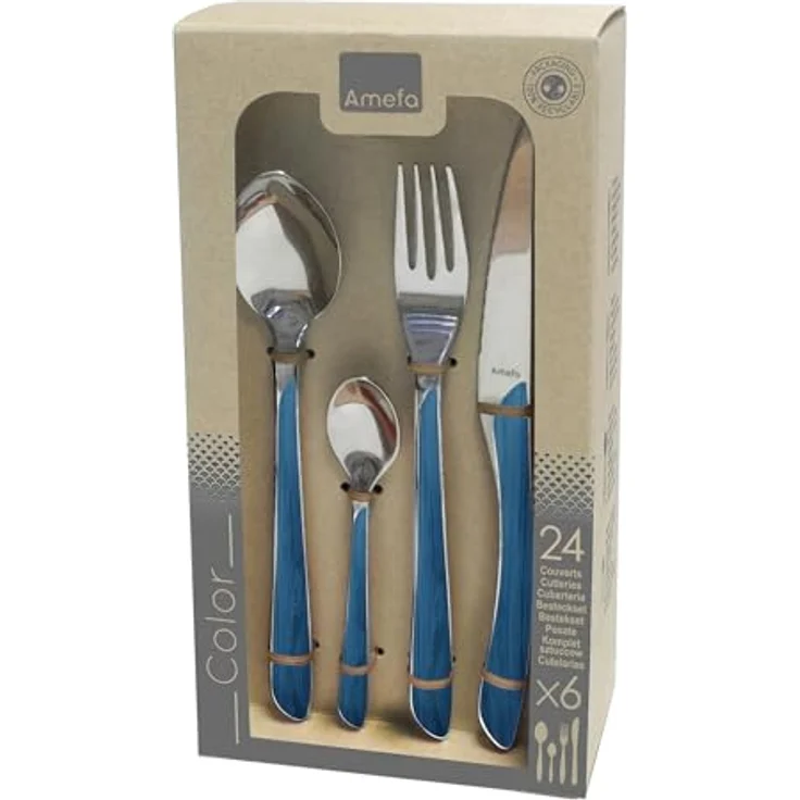 Amefa ECLAT NATURE Besteckset 24-teilig blau hochglanzpoliert – Bild 7